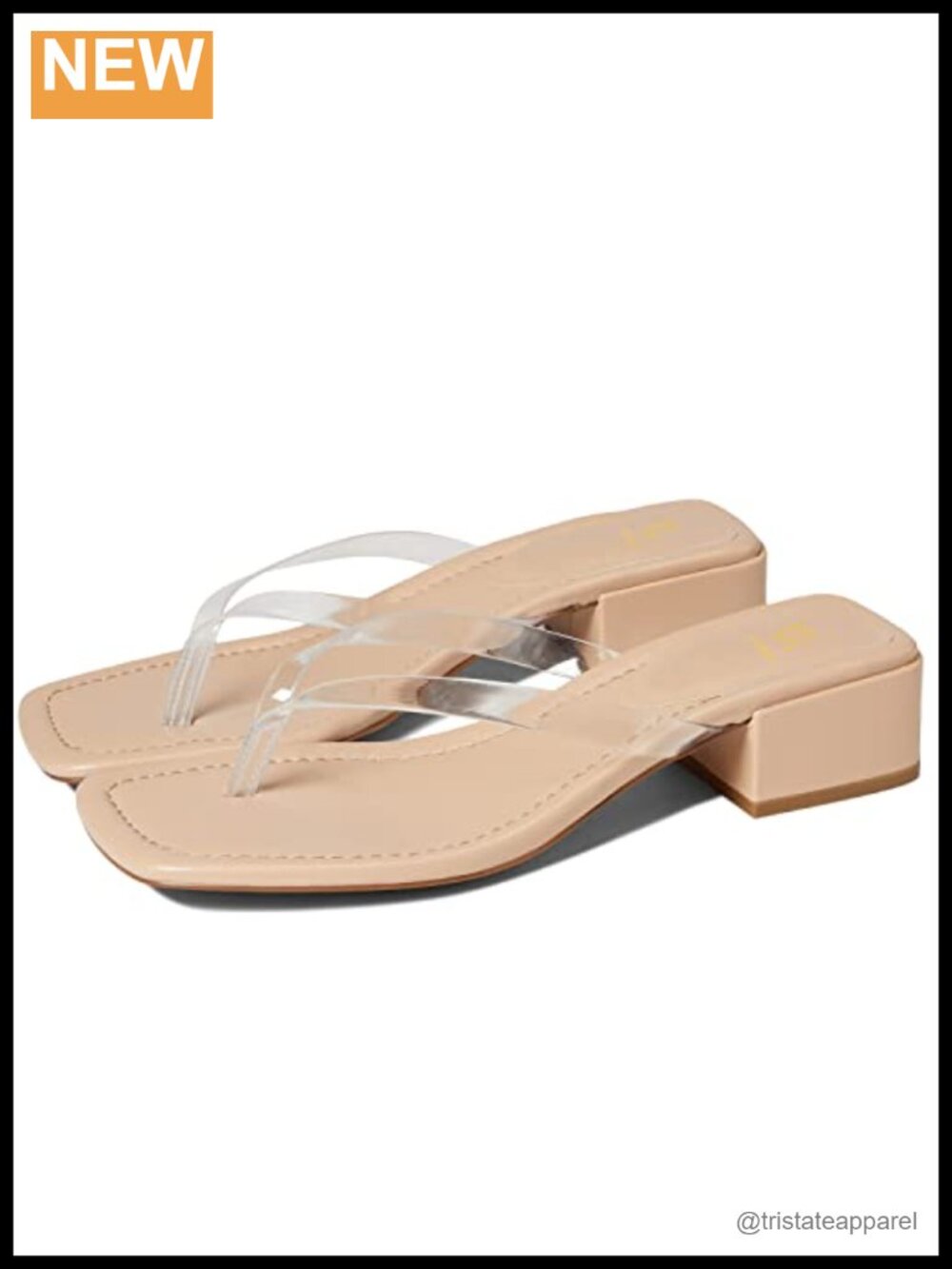 Women Square Toe Chunky Heel Flip Flops Slip On T-Strap 2 Inch Block Heel